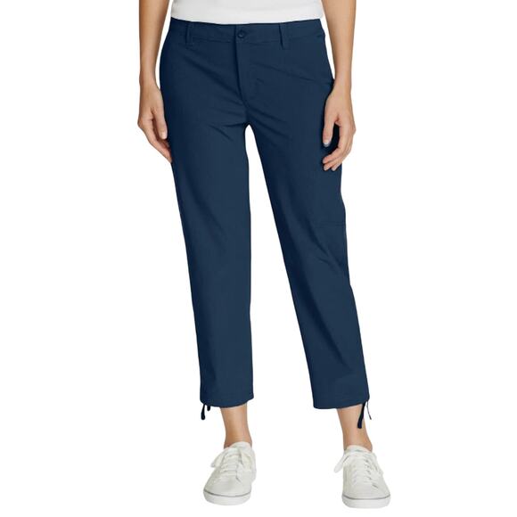 Eddie Bauer Womens Blue Ripstop Crop Pant 8 - Picture 1 of 4